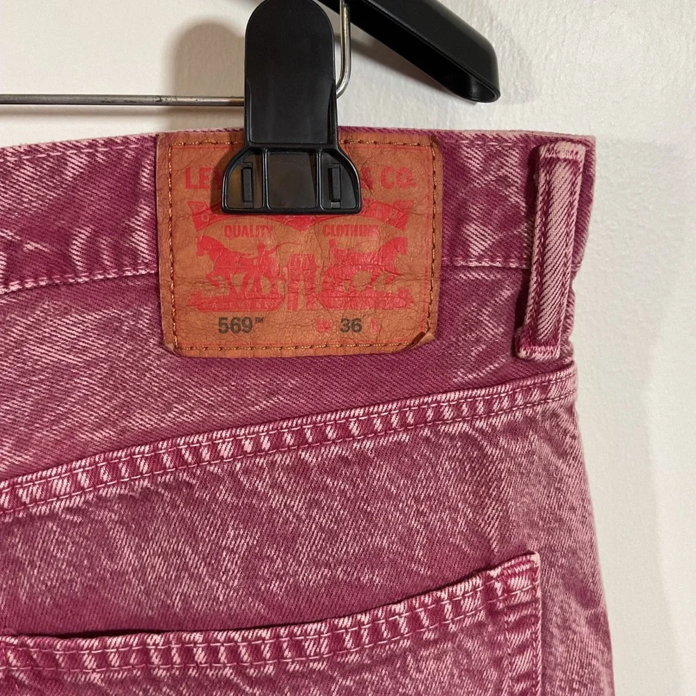 Levi's 569 Loose Straight Men's Pink Acid Wash Denim Shorts 36 Streetwear Skater